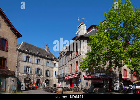 Besse-et-Saint-Anastaise, medieval and Renaissance city in Auvergne: 'place de la Gayme' square. (Not available for postcard production). Stock Photo