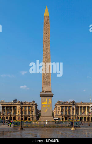 Paris (France): the Luxor Obelisk in 'place de la Concorde' square, in Paris 8th arrondissement / district (not available for postcard production) Stock Photo
