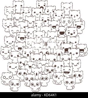 Vector pattern for print. Ilustration with cats and dogs for design of posters, prints, invitations, greetings, childbook, flyers and antistress pictu Stock Vector