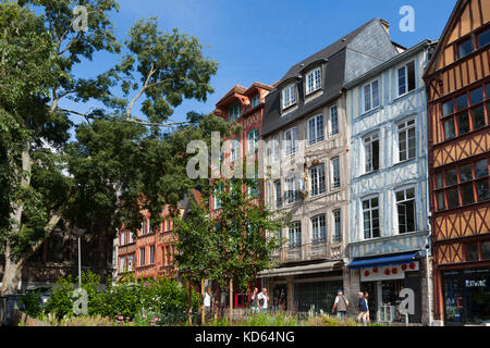 Rouen (north of France): facade of traditional Norman half-timbered houses in the street 'rue Eau de Robec', in the Historic Centre, right bank. (Not  Stock Photo