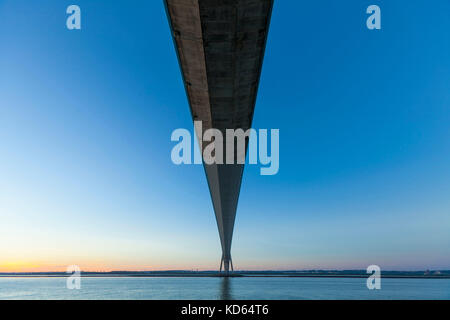 The Normandy Bridge ('pont de Normandie'), cable-stayed road bridge across the estuary of the River Seine  linking Le Havre to Honfleur in Normandy (n Stock Photo