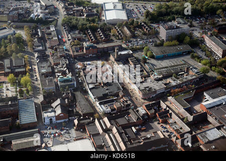 aerial view of Crewe town centre, Cheshire, UK