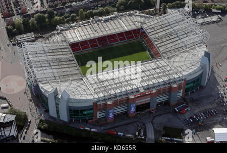 aerial view of Man United's Old Trafford Stadium, Manchester, UK Stock Photo