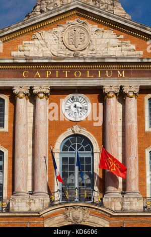 Toulouse (southern France): City Hall in 'place du Capitole' square, in the city centre. Inscription: Capitolium (not available for postcard productio Stock Photo