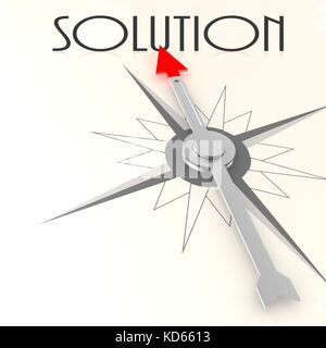 Compass with solution word image with hi-res rendered artwork that could be used for any graphic design. Stock Photo