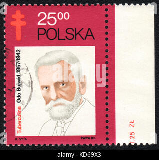 A postage stamp printed in POLAND shows Buivid Oscar - Polish scientist, bacteriologist, circa 1982 Stock Photo