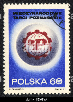 A postage stamp printed in POLAND shows Poznan International Fair,circa 1971 Stock Photo