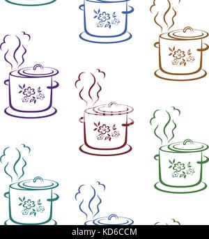 Seamless background, kitchen pan Stock Vector
