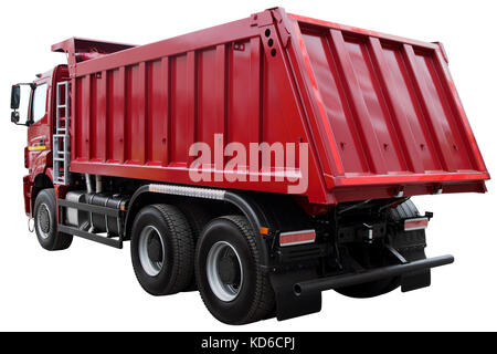 Modern red dumper isolated on white background. Stock Photo