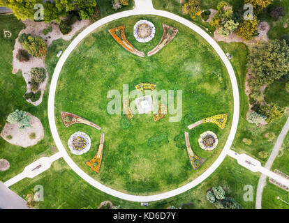 Denver city park circle garden aerial view Stock Photo