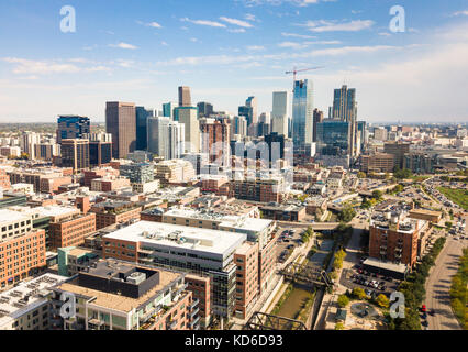 Denver cityscape aerial view, Colorado state capital USA Stock Photo