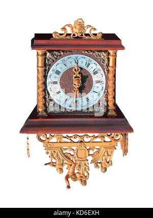 Old grunge wall clock isolated with clipping path included Stock Photo