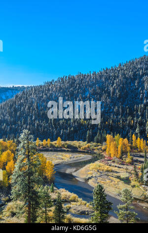 autumn morning along the blackfoot river near lincoln, montana Stock Photo