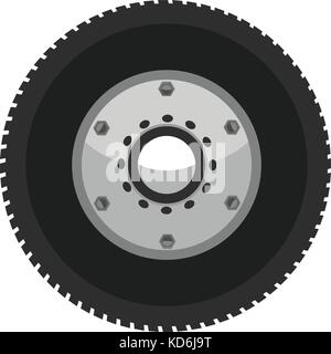Wheel for transport in detail with Flat and solid color design. Illustrated vector Stock Vector