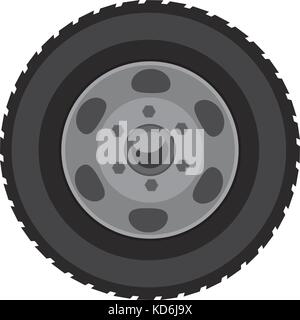 Wheel for transport in detail with Flat and solid color design. Illustrated vector Stock Vector