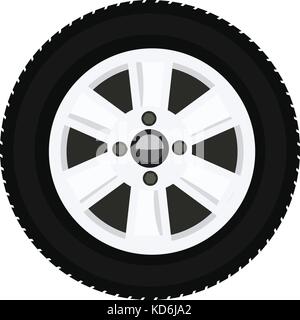 Car wheel mock up in detail with solid and flat color design. Illustrated vector. Stock Vector