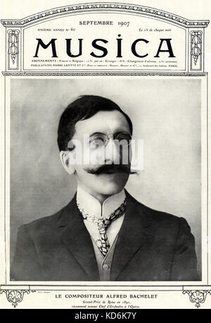 Alfred Bachelet, portrait on cover of 'Musica', September 1907. Winner of the Grand-Prix de Rome in 1890.  French composer. Photo Femina. Stock Photo