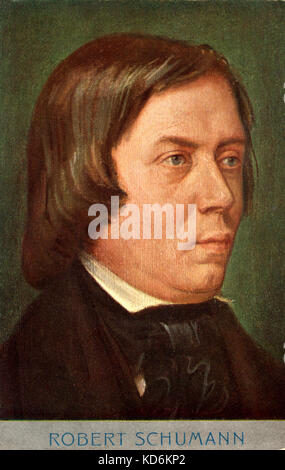 Robert Schumann - portrait with cravat 3/4 profile. German composer, 1810-1856. postcard Stock Photo