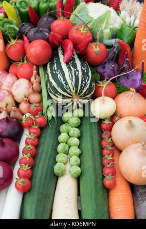 Vegetable trug displays at the Malvern Autumn Show, Worcestershire, UK Stock Photo