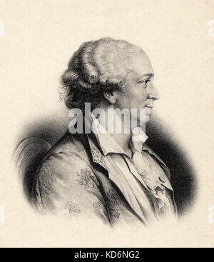 Pierre Augustin Caron de BEAUMARCHAIS - portrait. French author and musician, 1732 - 1799. His comedy Le Barbier de Saville 1775  & La Folle Journee ou Le Mariage de Figaro 1778 was first comic opera with music. See also Marriage of Figaro(Auric and Mozart) Stock Photo