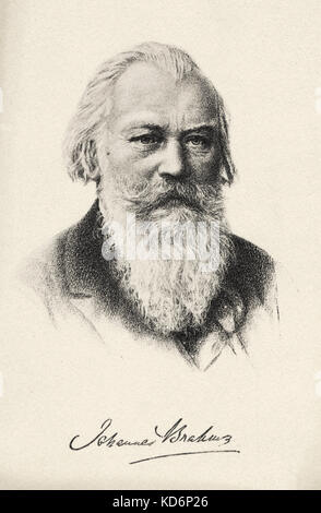 Johannes Brahms - portrait print postcard with signature. German