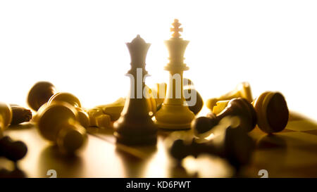 An abstract art showing the destruction of two chess pieces. Originally seen as the destructive path of a relationship. Stock Photo