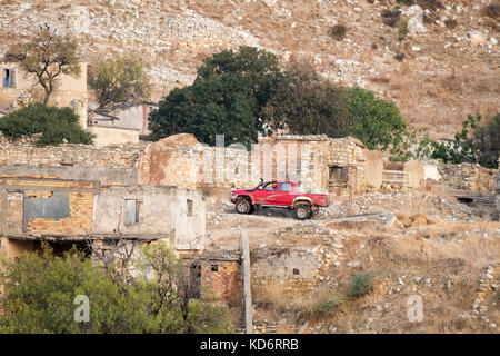 The former Turkish Cypriot village of Souskiou (Susuz) in the Diarizos Valley, Paphos region,  Cyprus. The village was abandoned in July 1974. Stock Photo