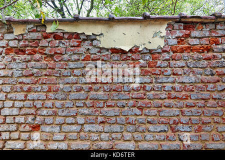 Dirty and grunge red brick wall from exterior Stock Photo