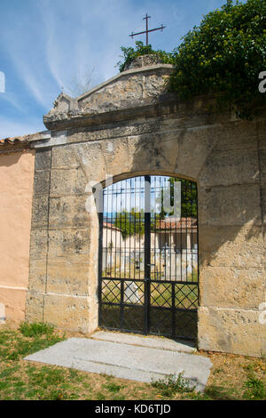 Entrance to graveyard. Rascafria, Madrid province, Spain. Stock Photo