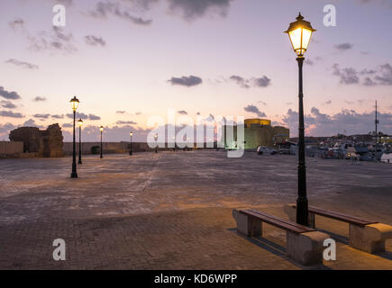 Paphos Castle or Fort sits at the edge of  Kato Paphos harbour, in the Republic of Cyprus, Stock Photo