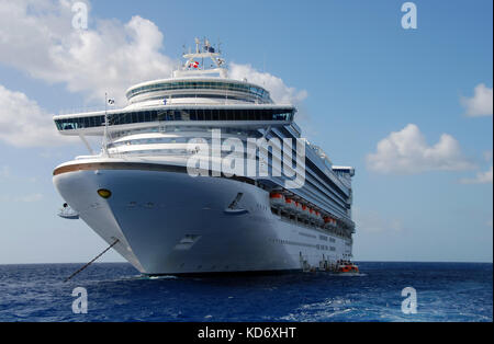 Princess Cays, The Bahamas - December 10, 2007: Pricess Cruises Caribbean princess ship visits the line's private island in the Bahamas called Princes Stock Photo