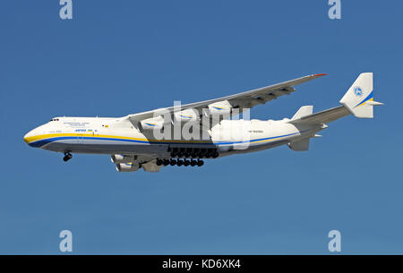 Antonov An-225 Mriya heavy airplane with extended loading platform ...