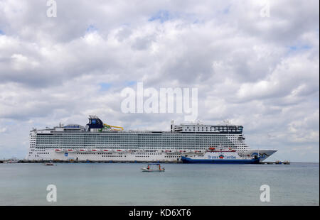 Cozumel, Mexico - December 16, 2010: Norwegian Epic from Norwegian Cruise Lines visiting the Mexican port of Cozumel. Norwegian Epic is the cruise lin Stock Photo