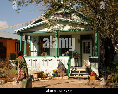 Madrid, NM, USA - October 9, 2011: Local artists exhibit their work to visitors on a busy weekend inthe artistic community of Madrid, New Mexico Stock Photo