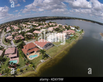 Middle class waterfront homes in Florida seen from above Stock Photo