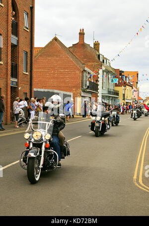 Motorbike Procession at Wells-next-the-Sea Carnival 2017 Stock Photo