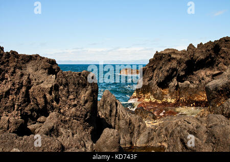 Atlantic ocean at coast of volcanic island Pico Stock Photo