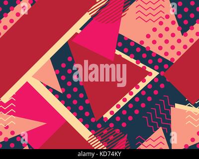 Memphis seamless pattern. Geometric elements memphis in the style of 80's. Bauhaus retro. Vector illustration. Stock Vector