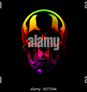 Skull with a rainbow gradient on a black background Stock Photo