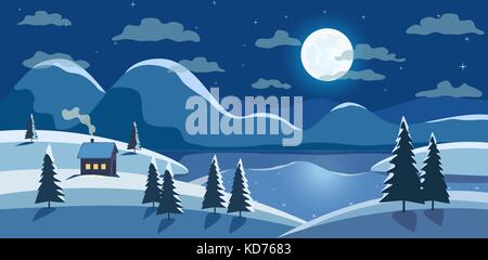 Winter nature landscape Stock Vector