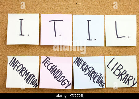 ITIL, Information technology infrastructure library sticky notes Stock Photo