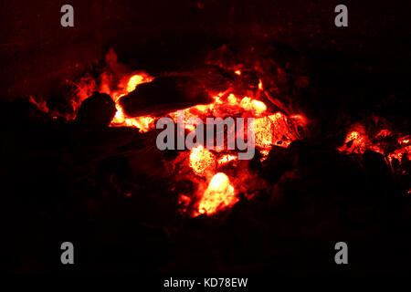 Hot Coals, Burning Charcoal, Fire Stock Photo