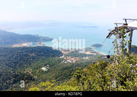 Cable Car, Aerial Lift Above Langkawi Forests, Malaysia Stock Photo