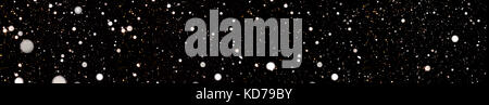 abstract background panorama of falling snow. white snowflakes on a black background panoramic view. design element Stock Photo