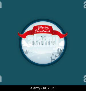 Nature landscape vector flat Christmas Stock Vector