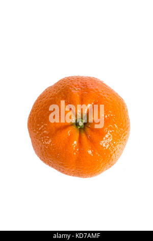 single orange mandarine on white, front view Stock Photo