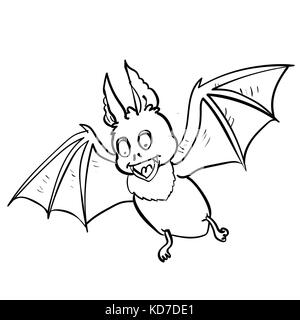Hand drawing Halloween Bat Cartoon, Vampire evil, isolated on white background-Vector Character Design. Stock Vector