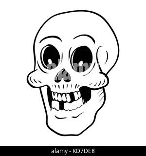 Hand drawing Skull head Cartoon for halloween concept, isolated on white background -Vector Illustration Stock Vector