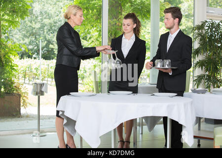 empty glasses in restaurant Stock Photo