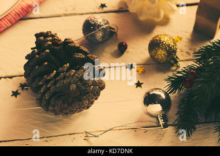 Christmas wooden background Stock Photo